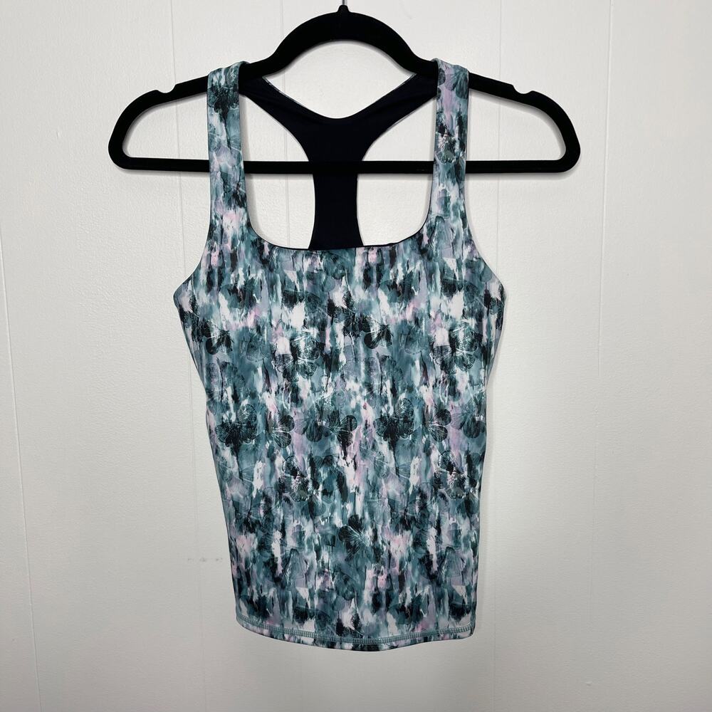 New Sweaty Betty XS Blue Scuplt Sustainable Yoga Tank Butterfly Print Racerback
